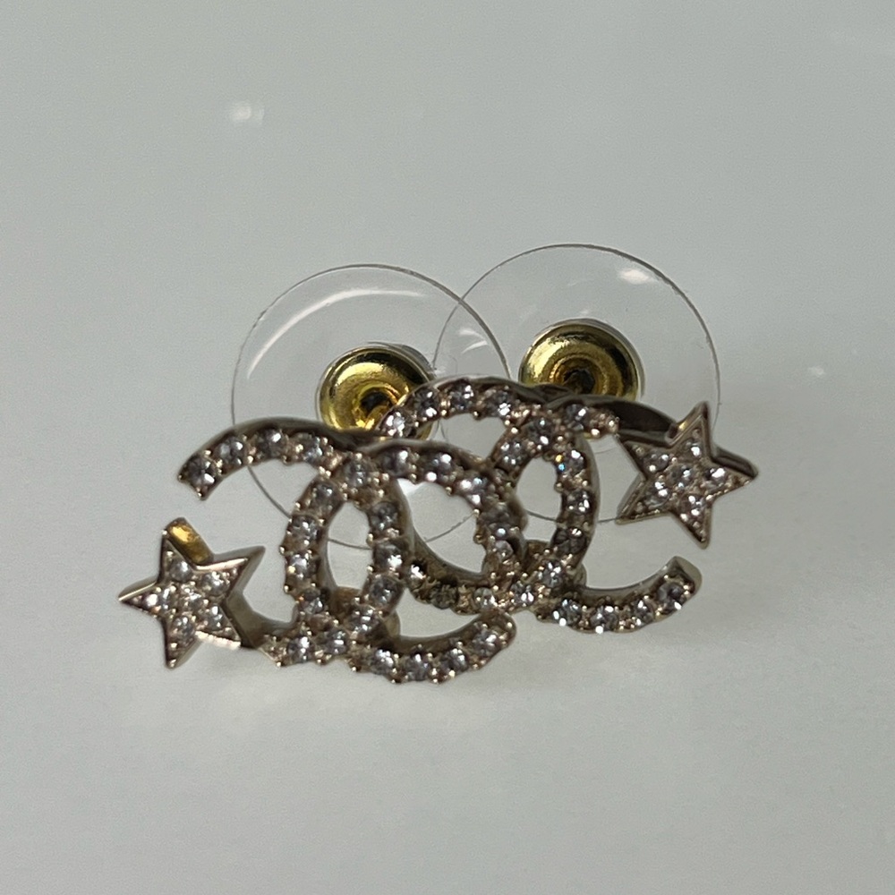 Authentic Chanel CC Star Crystal Stud Earrings - Picture 5 of 6